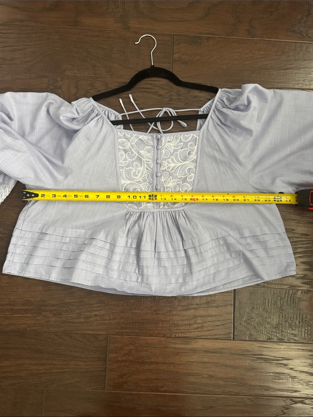Anthropologie Blouse Lavender Large Cotton Embroidered Peasant Blouse - Picture 10 of 11